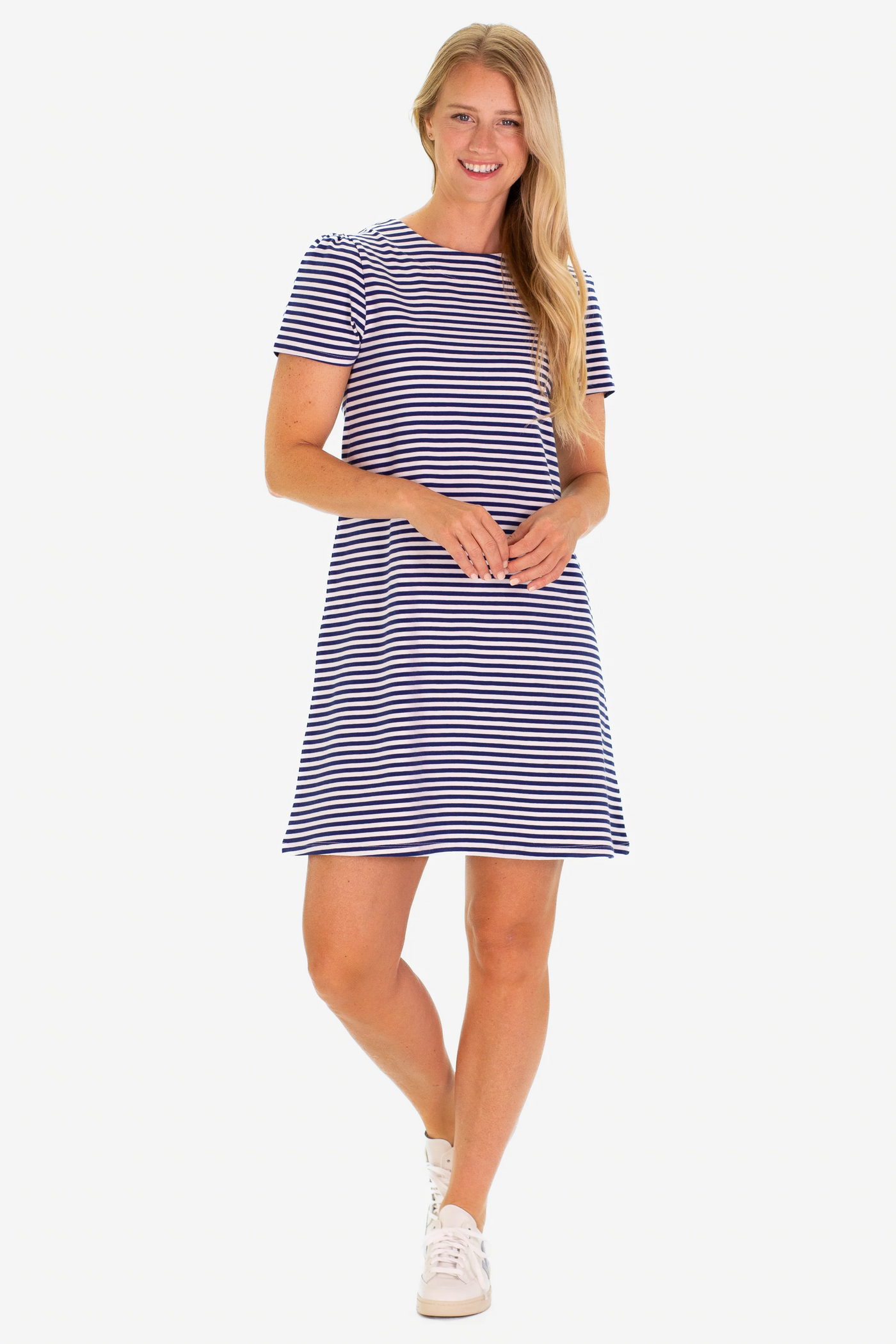 Alva Dress - Thin Navy Stripe