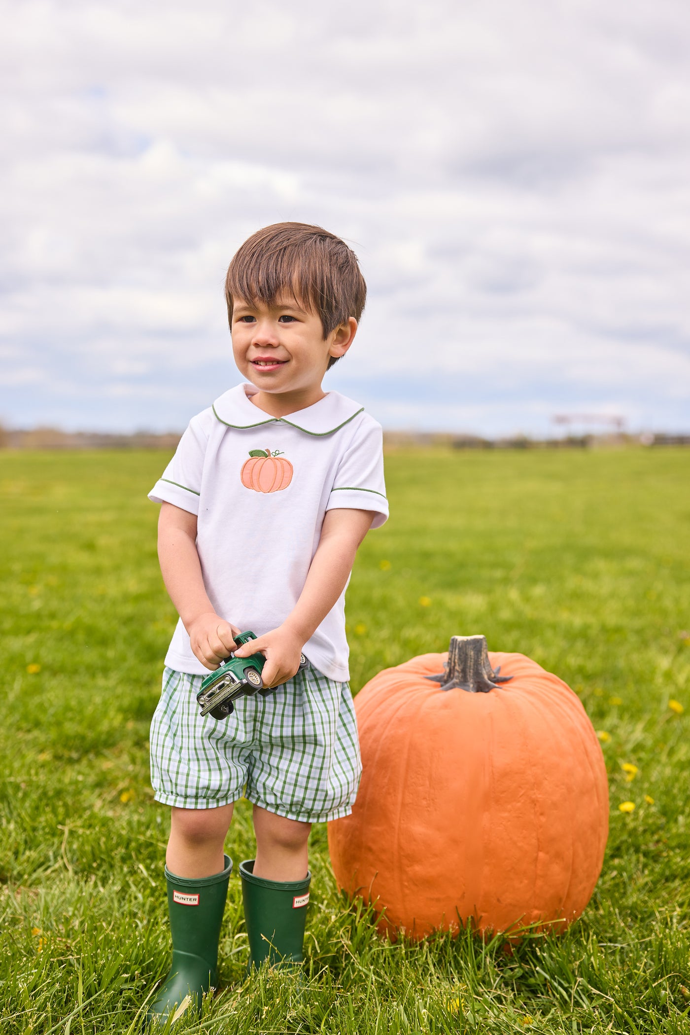 Applique Peter Pan Banded Short Set - Pumpkin