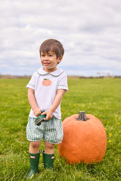 Applique Peter Pan Banded Short Set - Pumpkin