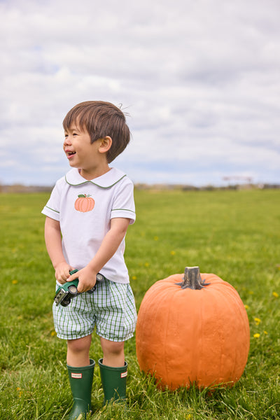Applique Peter Pan Banded Short Set - Pumpkin