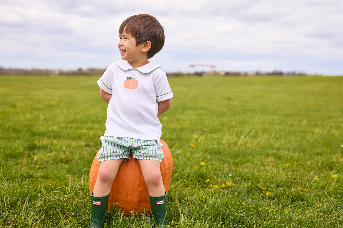 Applique Peter Pan Banded Short Set - Pumpkin