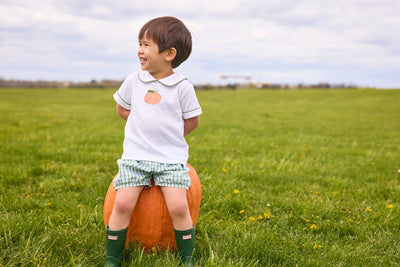 Applique Peter Pan Banded Short Set - Pumpkin