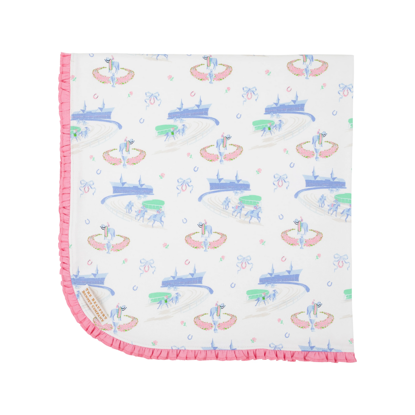 Baby Buggy Blanket - Derby Day Darling With Hamptons Hot Pink
