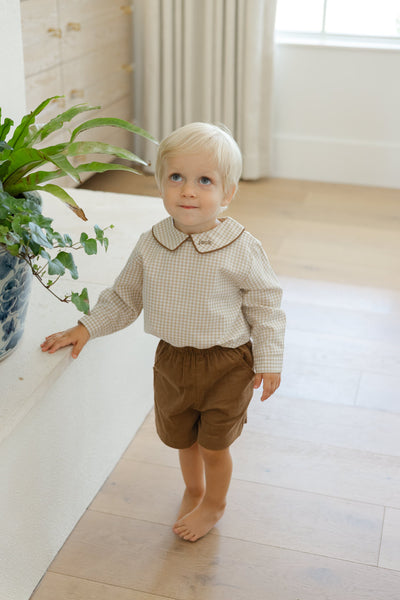 Khaki Check Peter Pan Shirt
