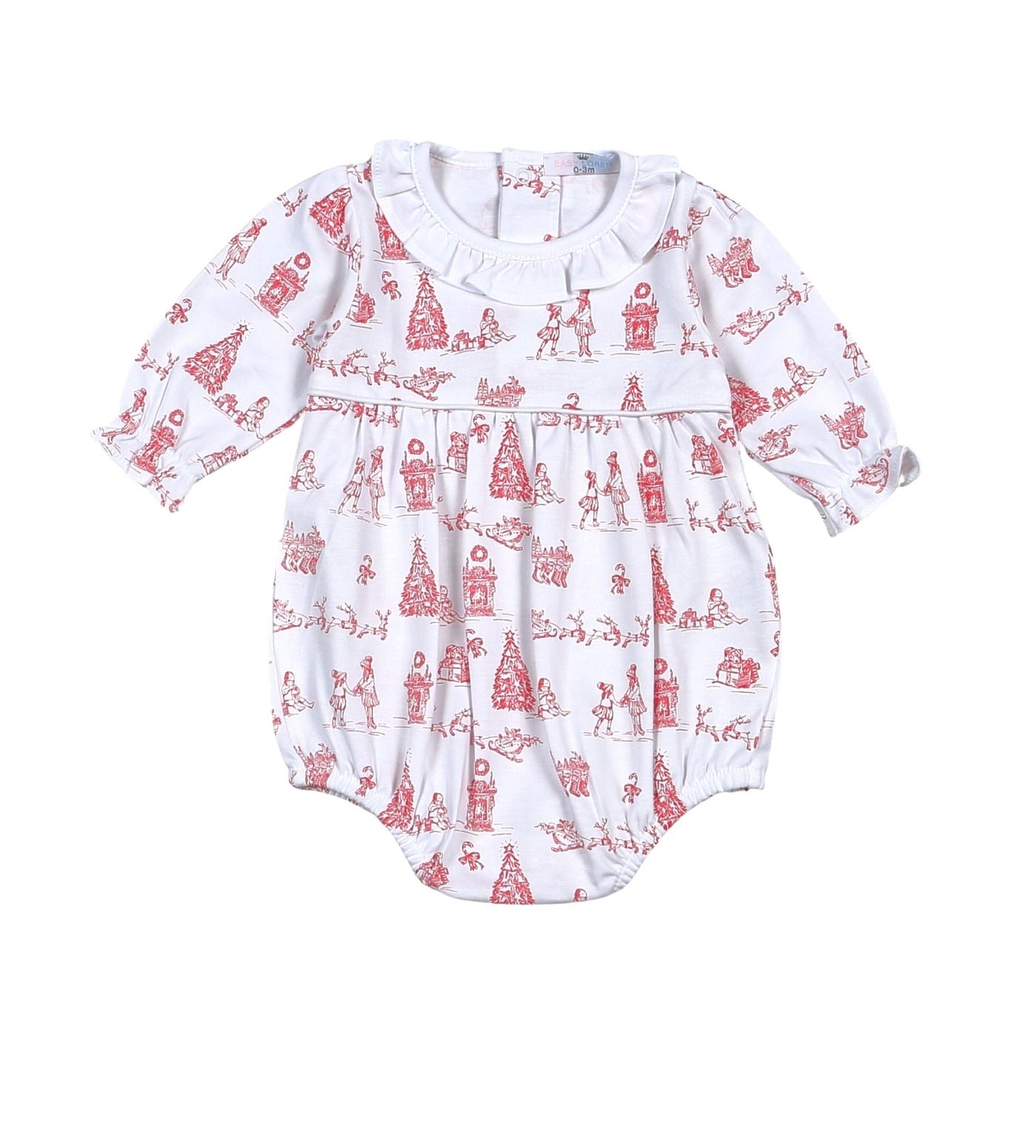 Red Christmas Toile Pima Ruffled Bubble