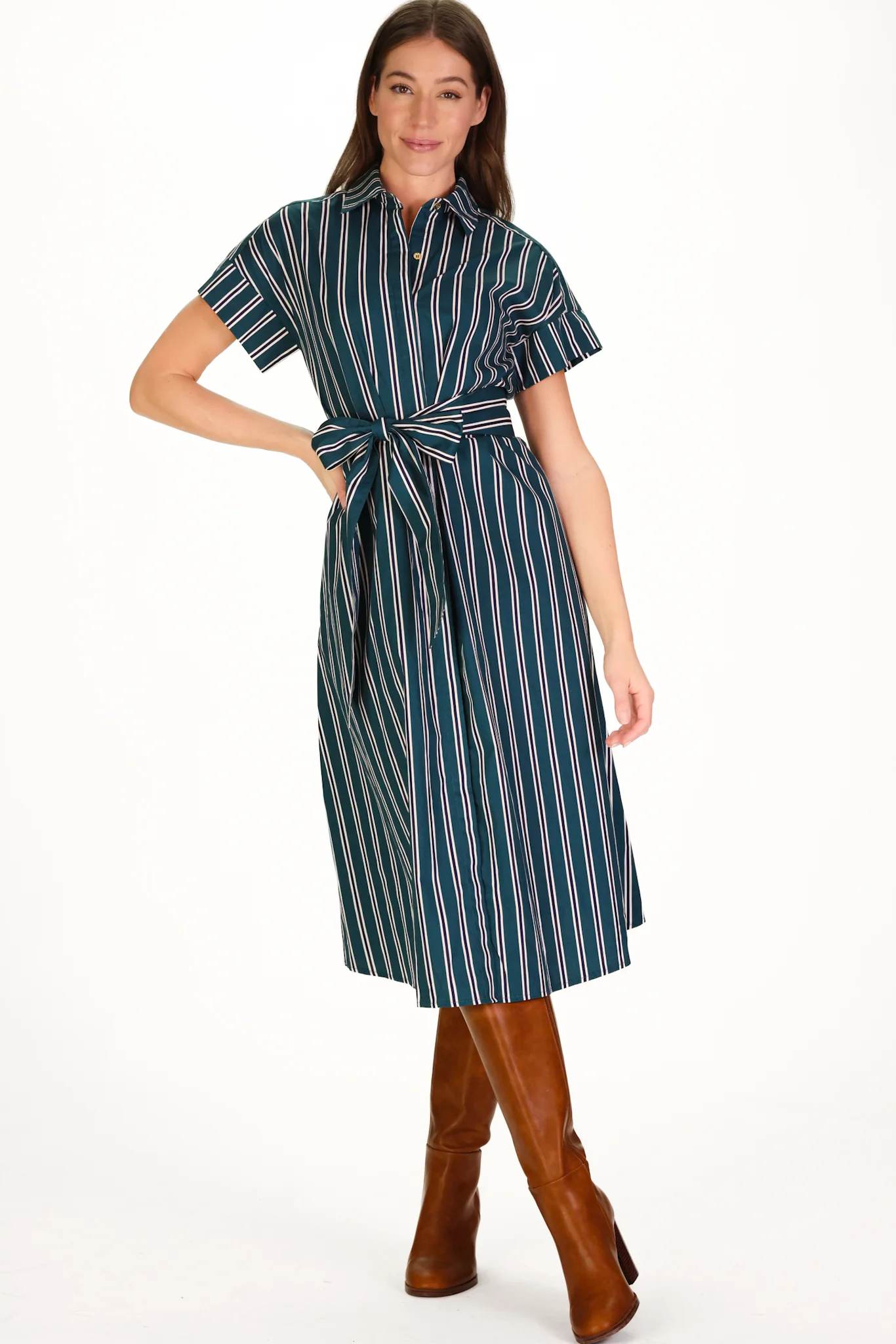 Callahan Dress in Forest Stripe