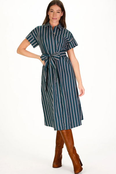Callahan Dress in Forest Stripe