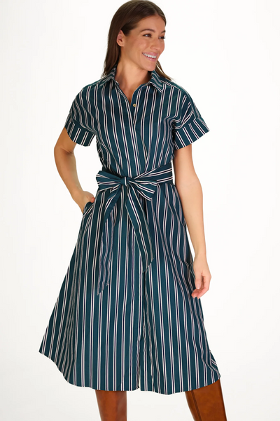 Callahan Dress in Forest Stripe