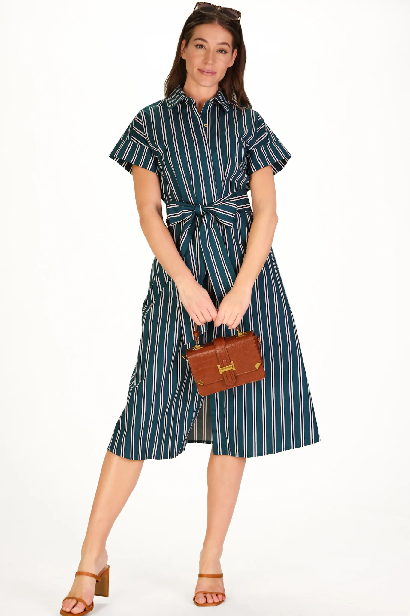 Callahan Dress in Forest Stripe