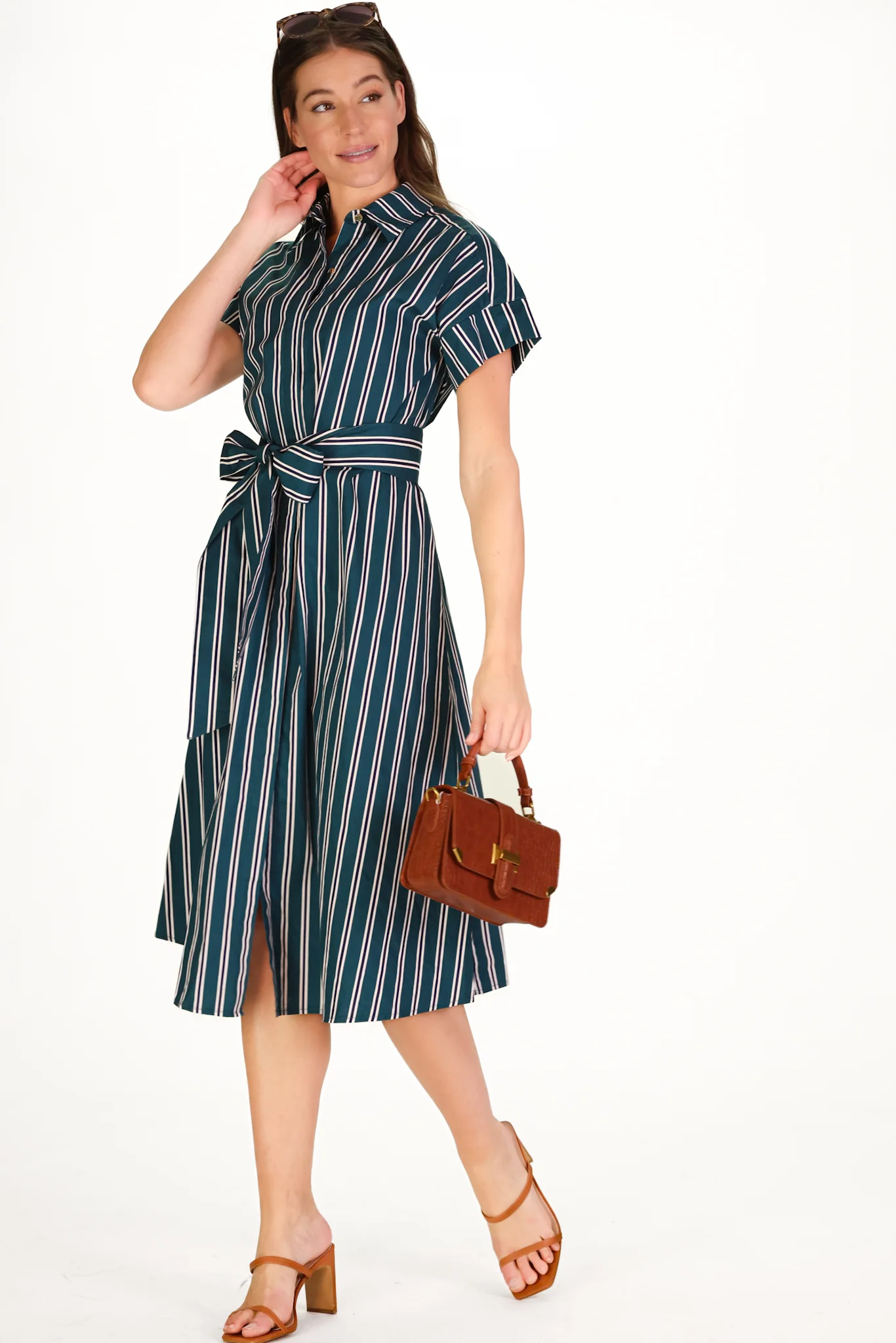 Callahan Dress in Forest Stripe