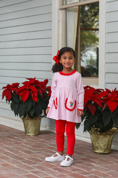 Candy Cane Embroidery Ruffle Pants Set