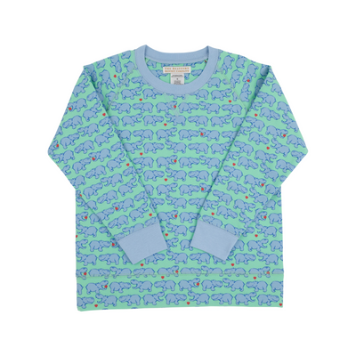 Cassidy Comfy Crewneck Hugga Hippo with Beale Street Blue