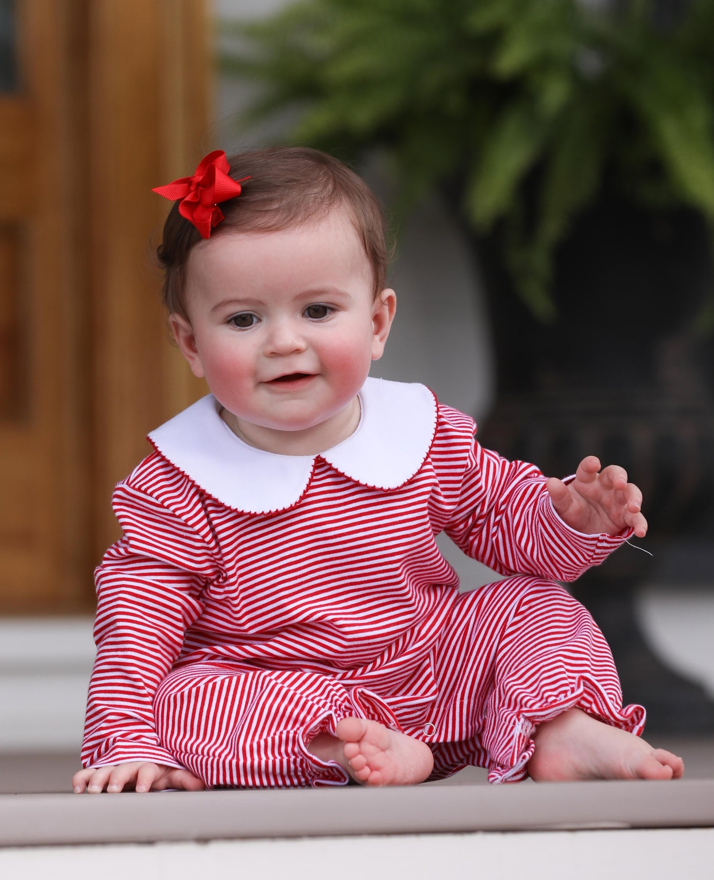Claire Romper- Red Stripe