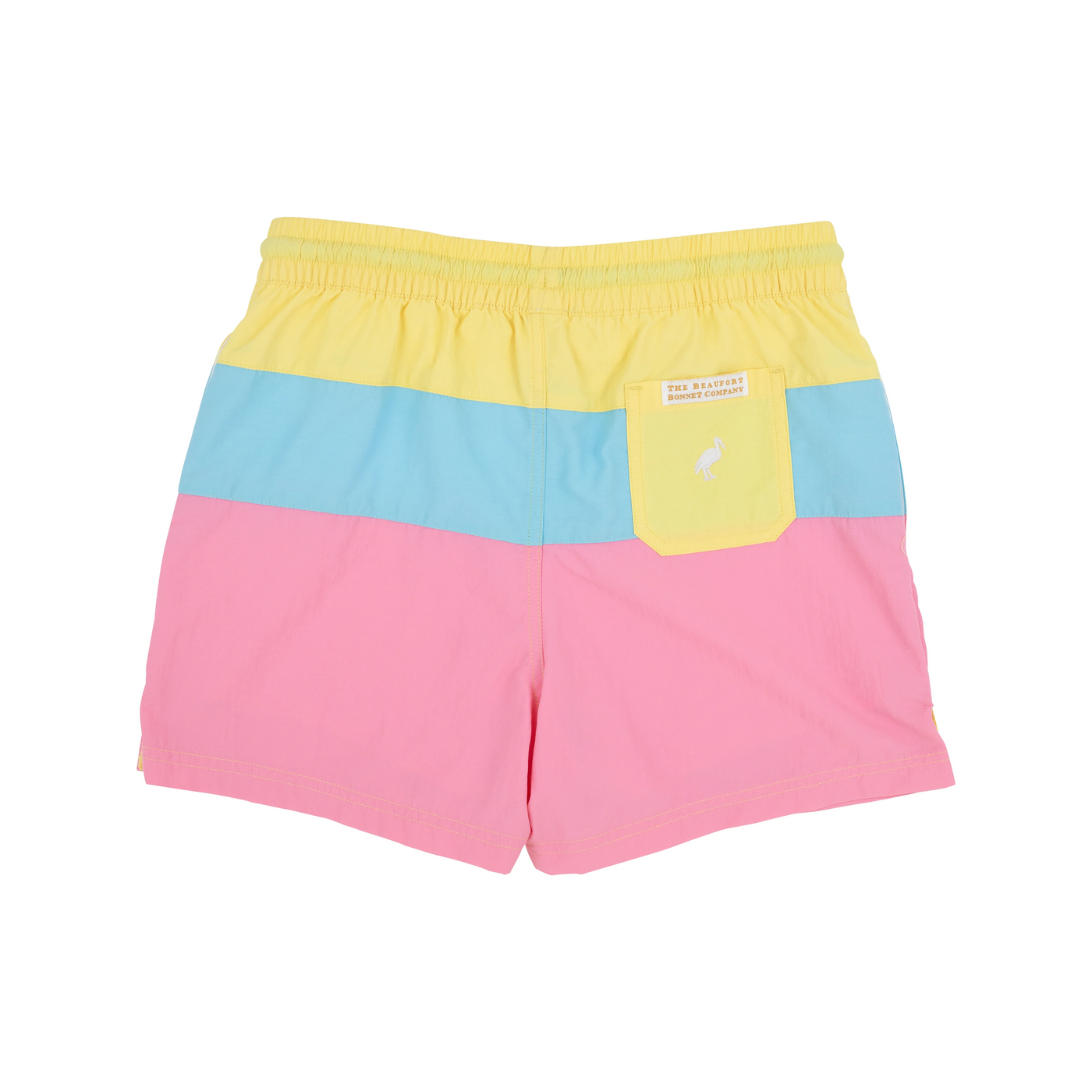 Country Club  Colorblock Trunks - Lake Worth Yellow, Brookline Blue, & Hamptons Hot Pink With Worth Avenue White
