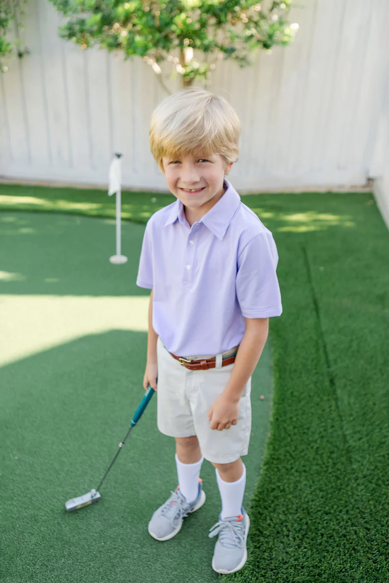 Will Boys' Performance Polo by LH Sport - Purple Stripes