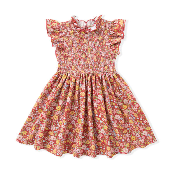 Autumn Bloom Smocked Flutter Dress