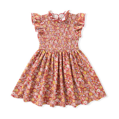 Autumn Bloom Smocked Flutter Dress