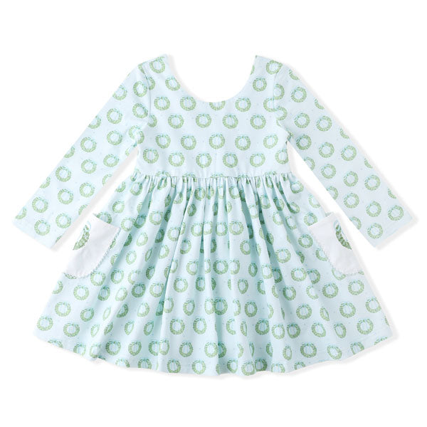 Wreath Embroidered Pocket Dress