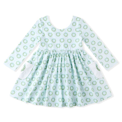 Wreath Embroidered Pocket Dress