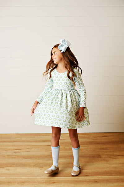 Wreath Embroidered Pocket Dress