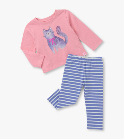 Girls Kitty Graphic T-Shirt and Legging Set
