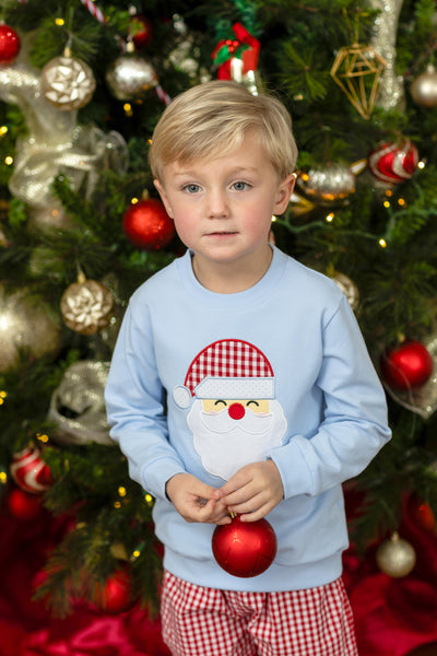 French Terry Pullover- Santa (Light Blue)