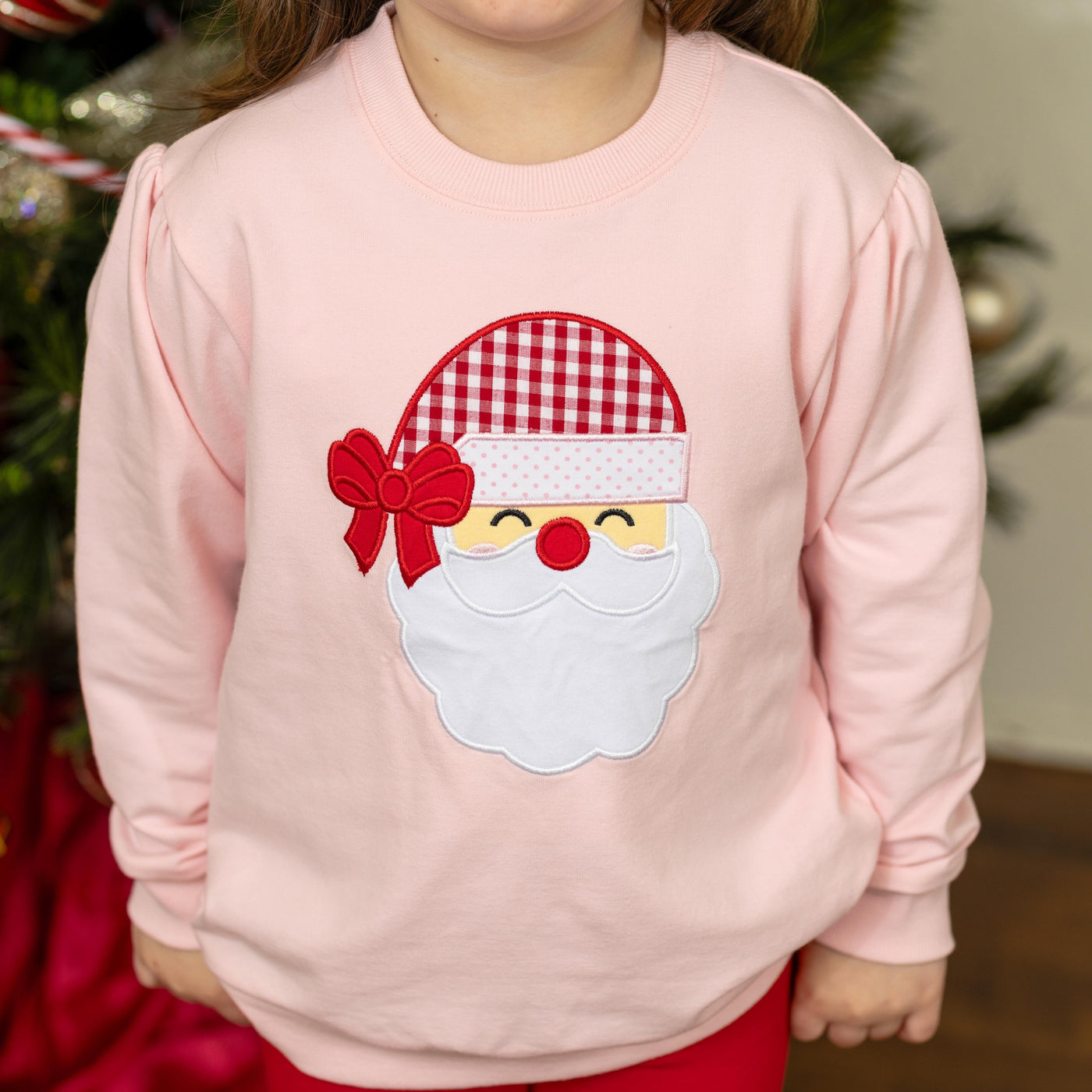French Terry Pullover- Santa (Light Pink)