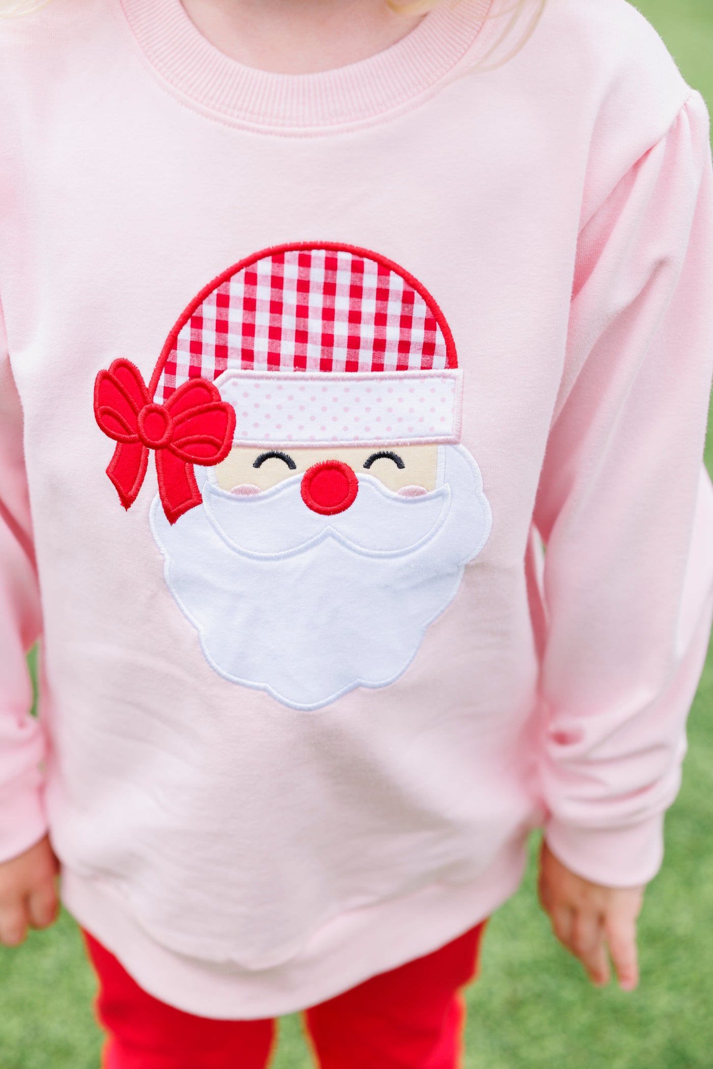 French Terry Pullover- Santa (Light Pink)