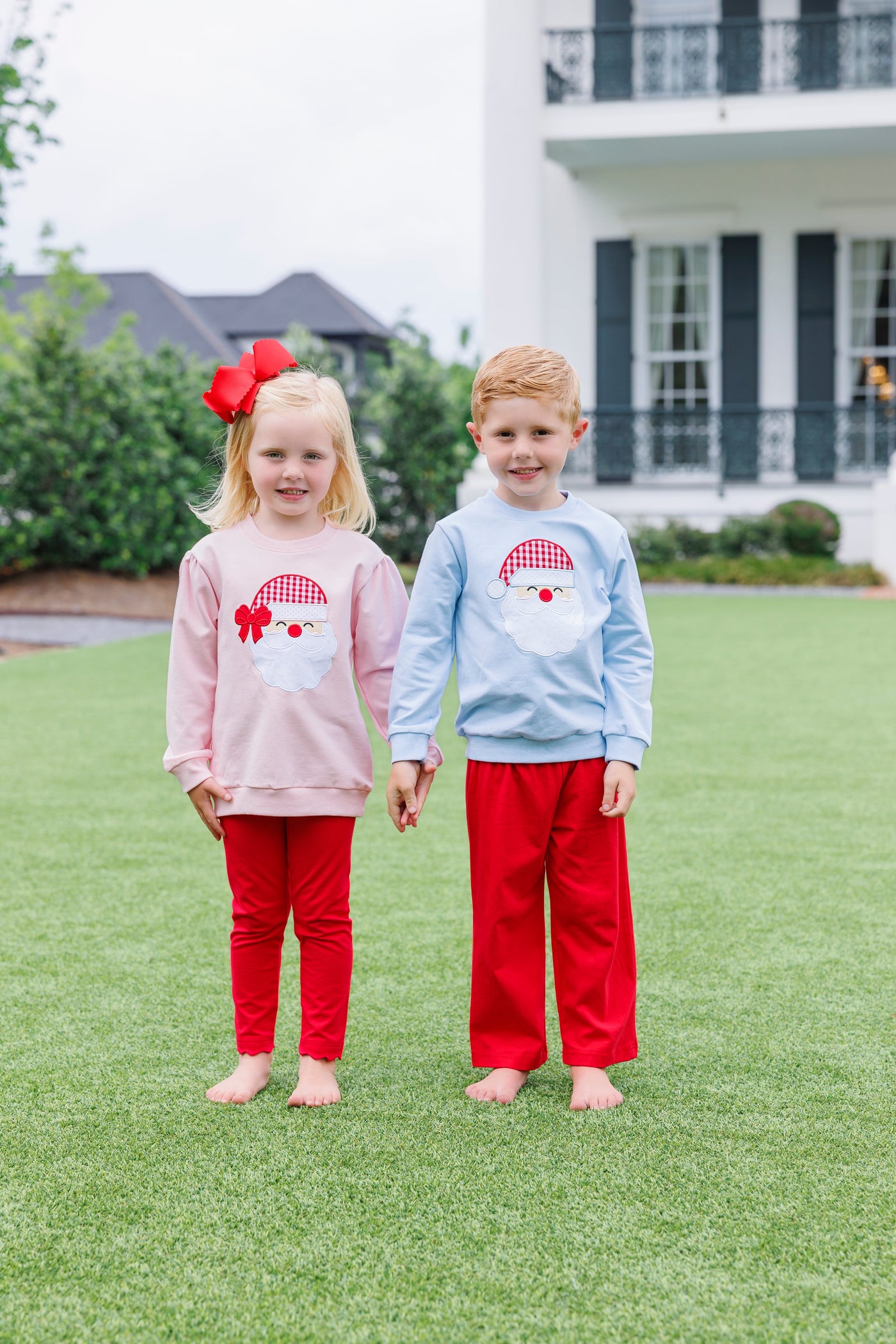 French Terry Pullover- Santa (Light Pink)