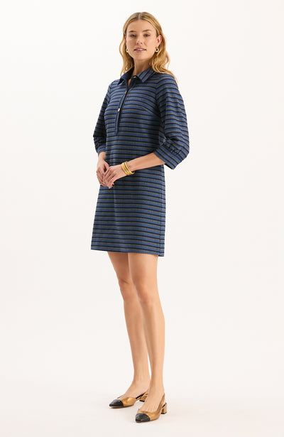 Kat Knit Dress - Navy Royal White