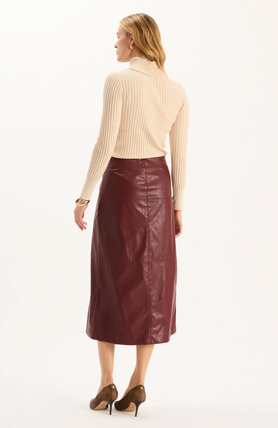 Phoebe Vegan Leather Skirt - Cabernet