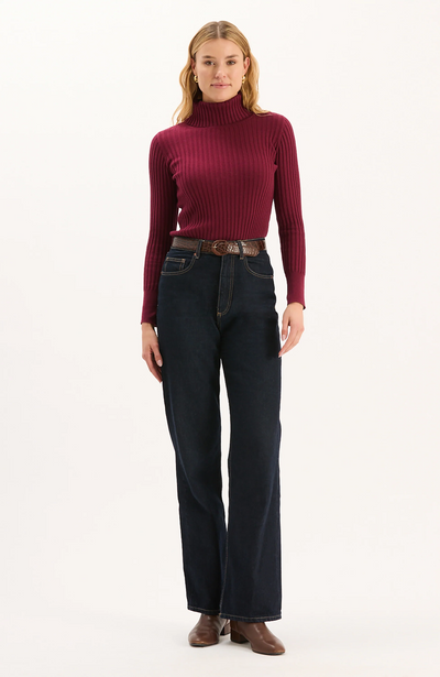 Cotton Cashmere Turtleneck - Cherry Mahogany