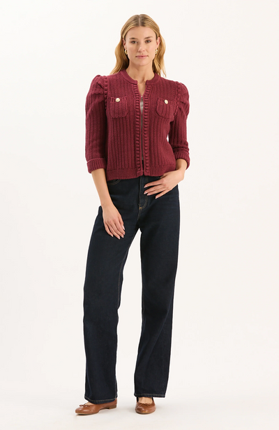 Liza Cotton Blend Knit Jacket - Cabernet
