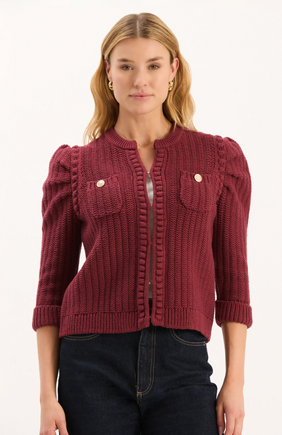 Liza Cotton Blend Knit Jacket - Cabernet