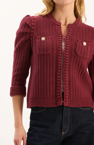 Liza Cotton Blend Knit Jacket - Cabernet