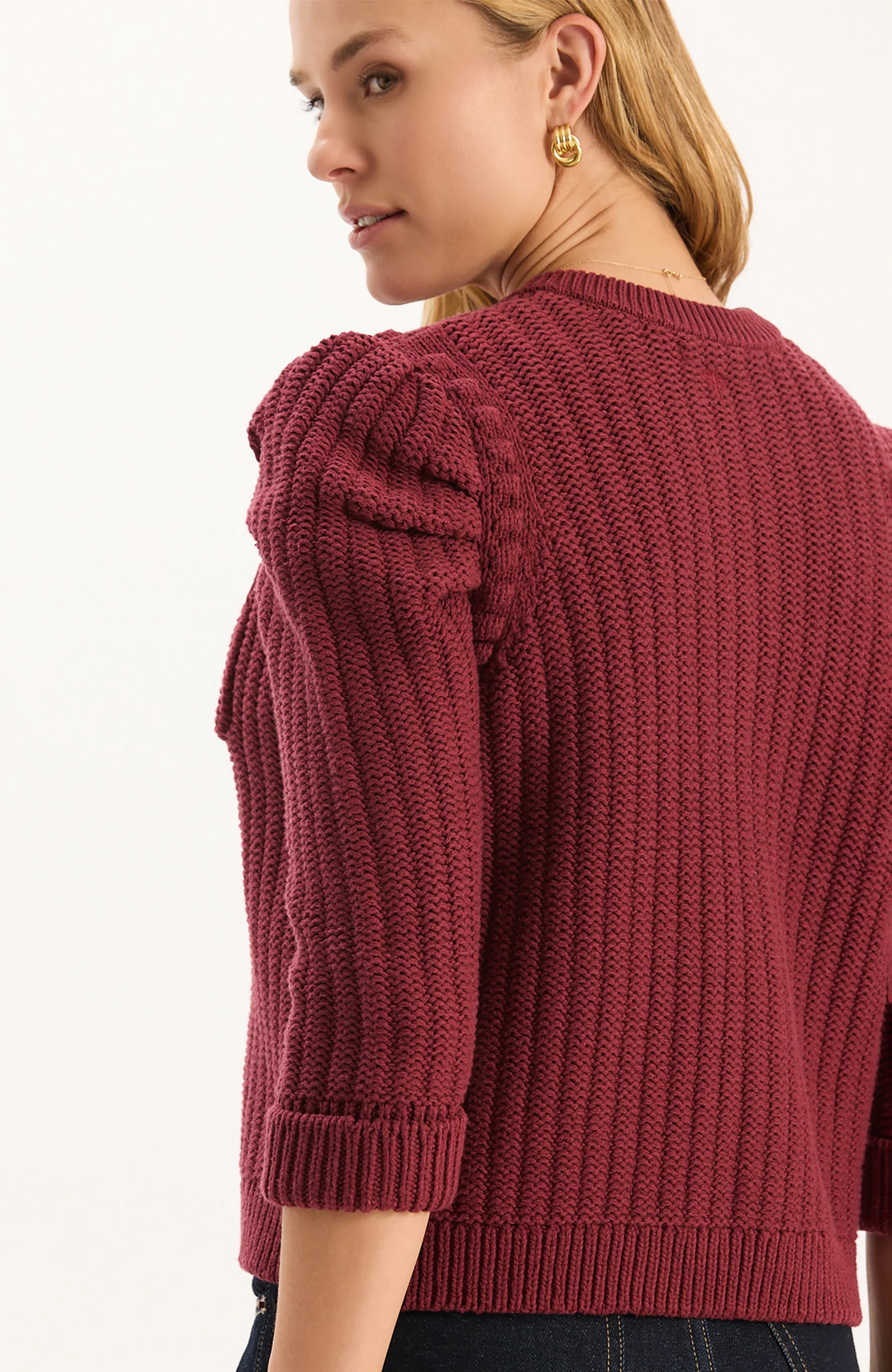 Liza Cotton Blend Knit Jacket - Cabernet