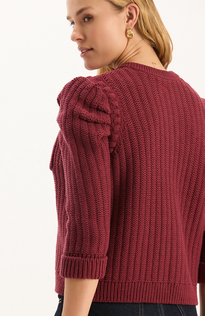 Liza Cotton Blend Knit Jacket - Cabernet