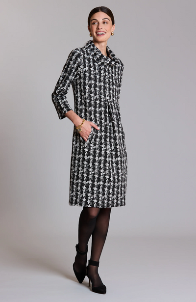 Kelly Knit Dress - Tricolor Houndstooth