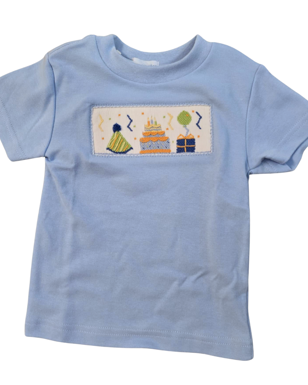 Light Blue Birthday Smocked Tee
