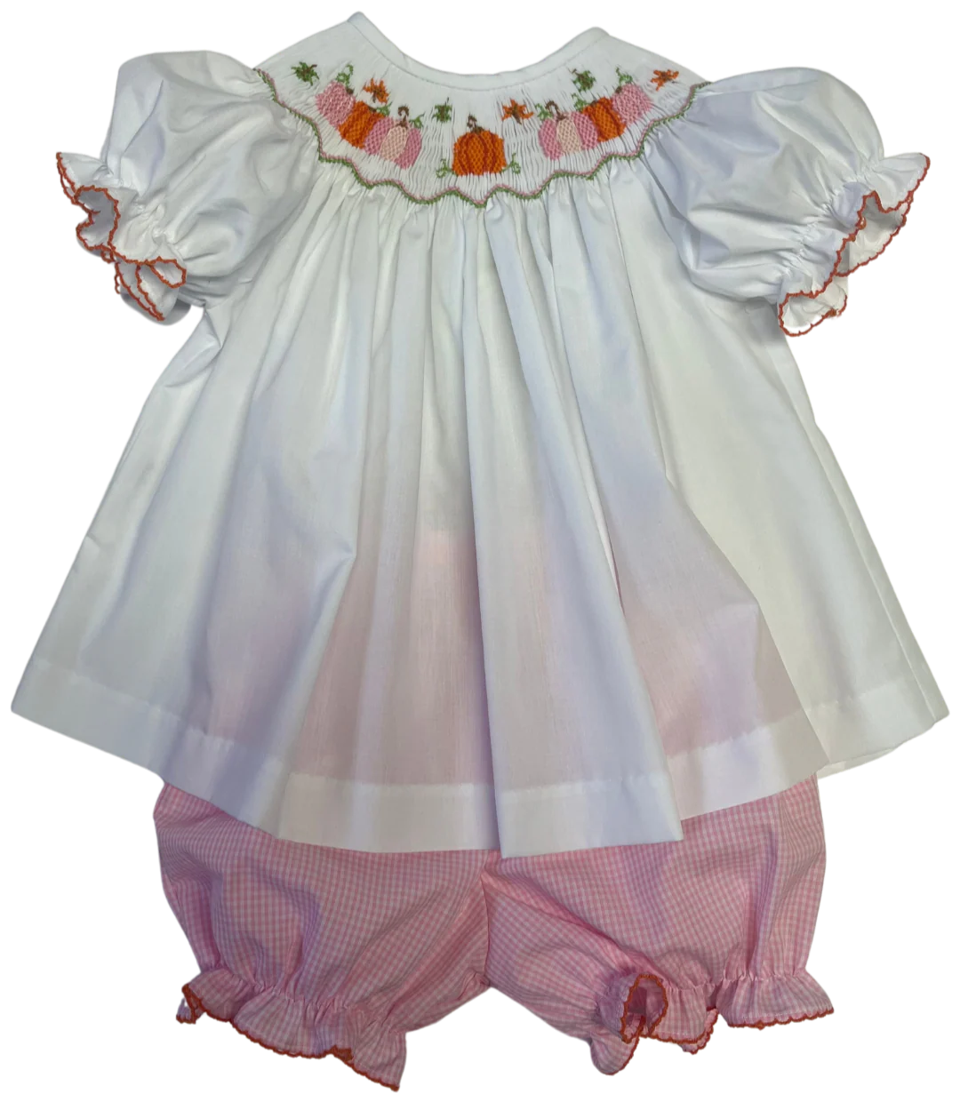 Emma Pumpkin Smocked Bloomer Set