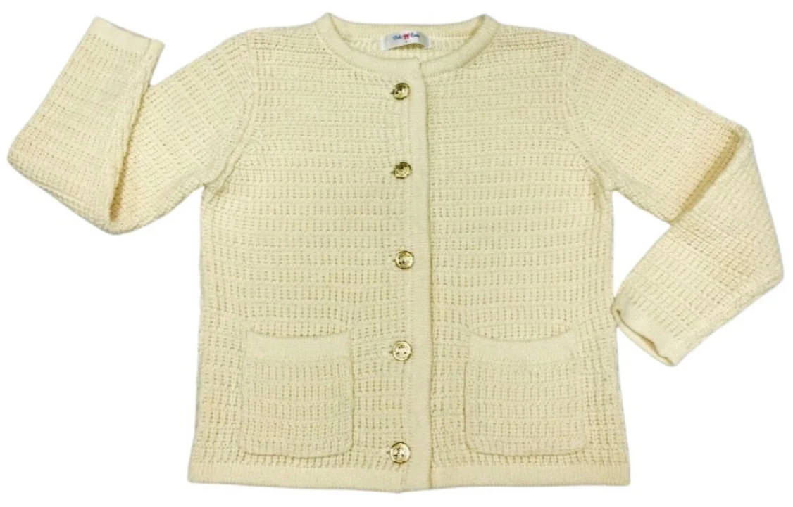 Gold Button Cardigan - Ivory