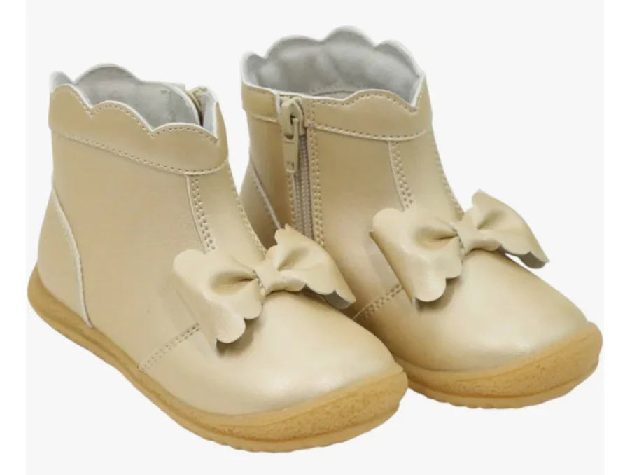 Harper Scalloped Bow Boot - CHAMPAGNE