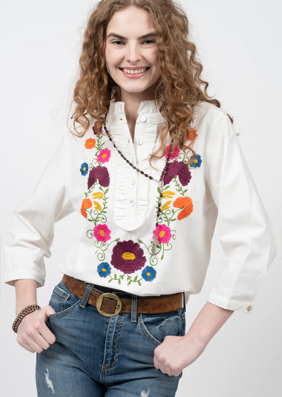 Juana Embroidered Top - Cream