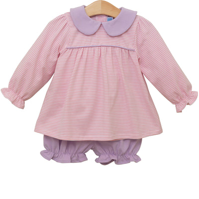 Katherine Bloomer Set- Light Pink Stripe/Lavender