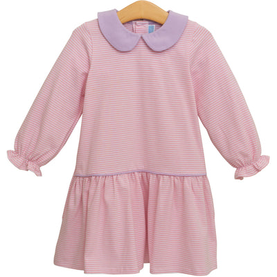 Katherine Dress- Light Pink Stripe/Lavender