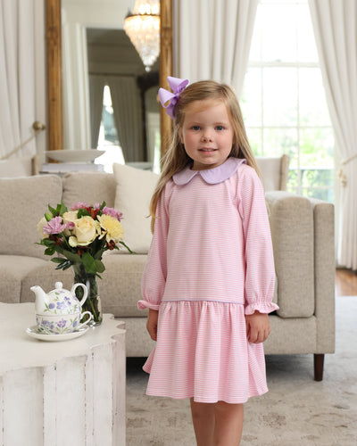 Katherine Dress- Light Pink Stripe/Lavender