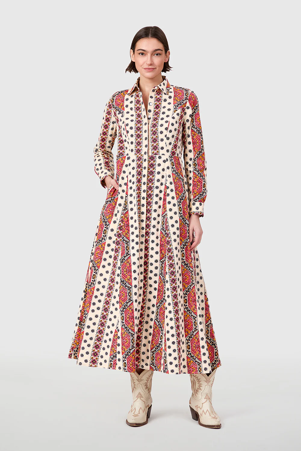 Classic Shirtdress, Crimson Mosaic
