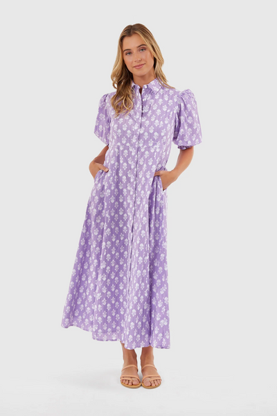 Rosie Shirt Dress, Lavender Sprigs