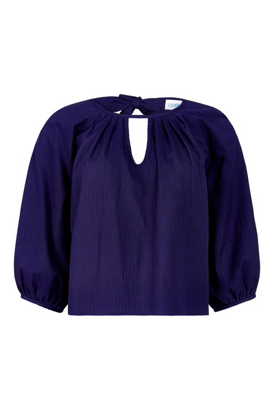 Travel Top, Navy Seersucker