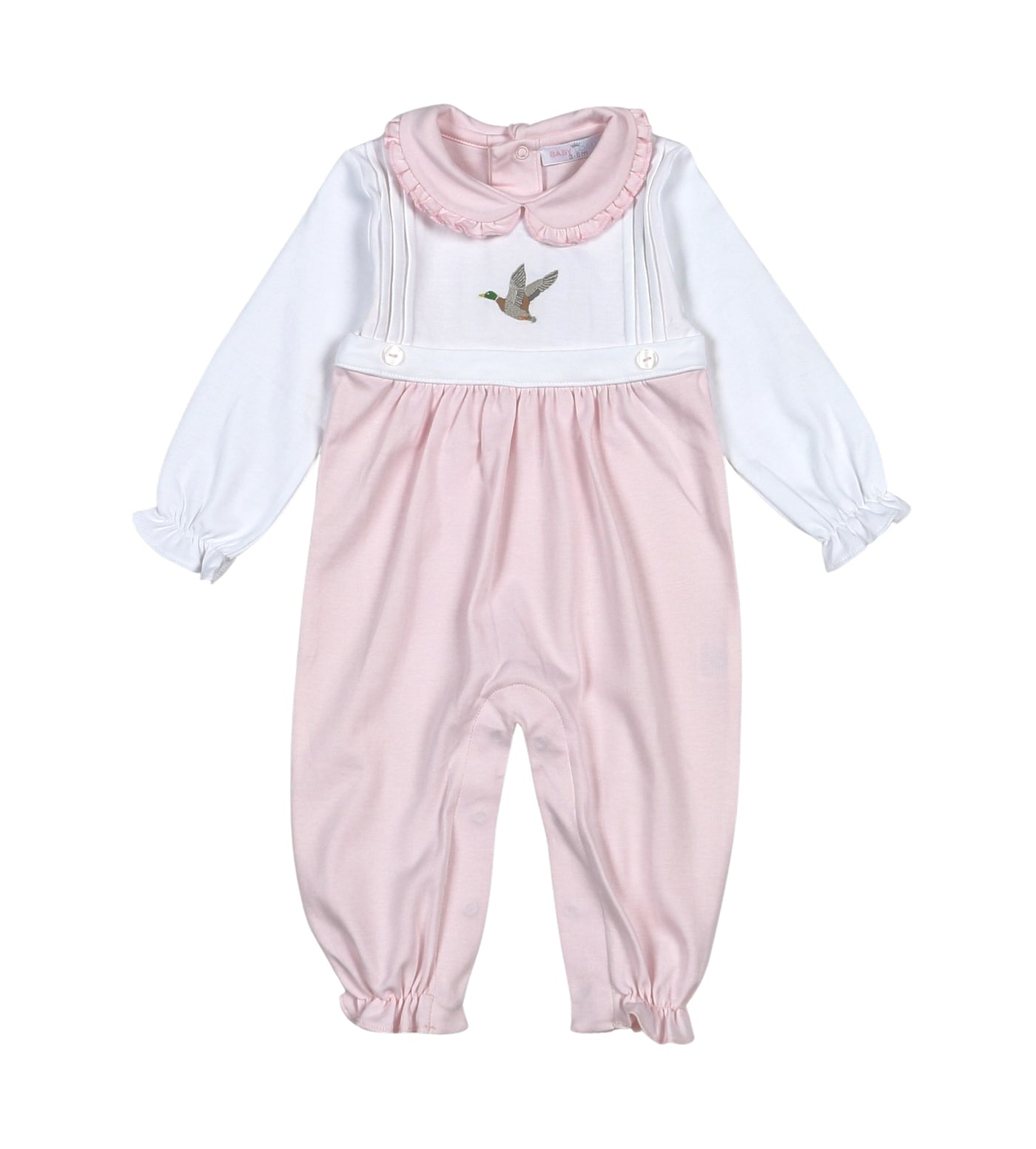 Pink Mallard Ducks Hand Embroidered Romper